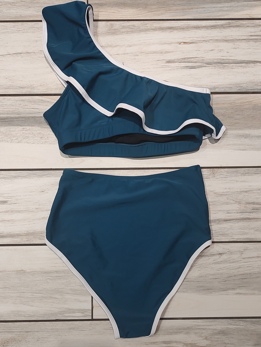 One Shoulder Teal Bikini - Picture 3 of 3